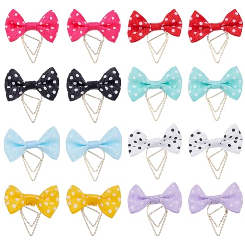 PH PandaHall 8 Farben Papierklemmen mit Schleife 16 Stück Schleifenförmige Lesezeichen für Planer 35 mm Büroklammern mit Polka-Dot-Schleifen Kleine Metall-Lesezeichen Zubehör für Notizbücher PH PandaHall 8 Farben Papierklemmen mit Schleife 16 Stück Schleifenförmige Lesezeichen für Planer 35 mm Büroklammern mit Polka-Dot-Schleifen Kleine Metall-Lesezeichen Zubehör für Notizbücher von PH PandaHall