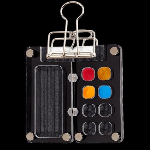PH PandaHall 8 Raster Mini Aquarell Palette Portable Travel Paint Tray Box Skizzenbuch Palette Klarglas Malkasten mit Clip Mini-Malpalette für Maler Künstler Zeichnung Geschenk Kunst Party Favors von PH PandaHall