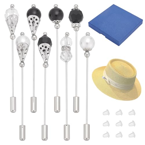 PH PandaHall 8 Stück Schwarz Weiß Glas Perlen Hut Pins, 8 Stile 7.3cm Lange Messing Anstecknadeln mit Glasperle Langer Stiel Hutnadeln für Schals und Hüte Anstecknadel Schmuck Zubehör, Antik Silber PH PandaHall 8 Stück Schwarz Weiß Glas Perlen Hut Pins, 8 Stile 7.3cm Lange Messing Anstecknadeln mit Glasperle Langer Stiel Hutnadeln für Schals und Hüte Anstecknadel Schmuck Zubehör, Antik Silber von PH PandaHall