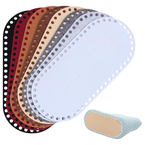 PH PandaHall 8 Stück Taschenboden Ovaler Filz Geldbörsenboden Gehäkelter Taschenboden zum Häkeln 8 Farben Stricken Häkeln Taschen Boden Former Pad Mit Löchern Für Tasche Machen 22x10cm von PH PandaHall