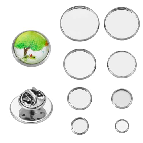 PH PandaHall 8 x Edelstahl-Broschenablage, 8 Stile, flach, rund, blanko, Cabochon-Basis mit Schmetterlingsverschluss, Anstecknadel, Cabochon-Einstellung, Tablett für Bastelarbeiten, Revers, 0,8–2 cm PH PandaHall 8 x Edelstahl-Broschenablage, 8 Stile, flach, rund, blanko, Cabochon-Basis mit Schmetterlingsverschluss, Anstecknadel, Cabochon-Einstellung, Tablett für Bastelarbeiten, Revers, 0,8–2 cm von PH PandaHall