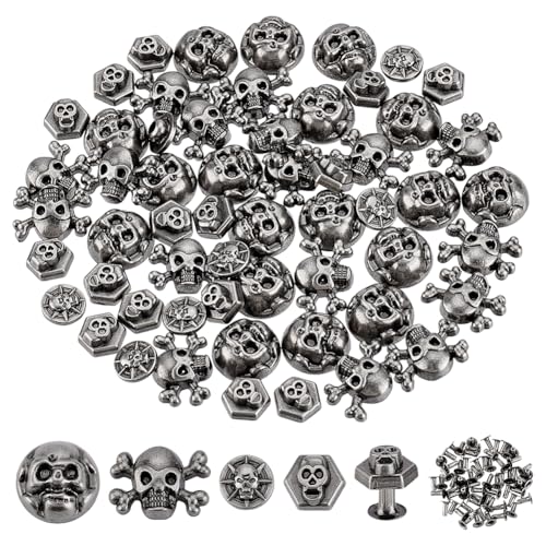 PH PandaHall 80 Sätze Totenkopfnieten Mit Schraubverschluss Totenkopfnieten 4 Stile Totenkopf Nieten Ohrstecker Antik Silber Skelett Geister Niete Für Kleidung Tasche Basteln PH PandaHall 80 Sätze Totenkopfnieten Mit Schraubverschluss Totenkopfnieten 4 Stile Totenkopf Nieten Ohrstecker Antik Silber Skelett Geister Niete Für Kleidung Tasche Basteln von PH PandaHall