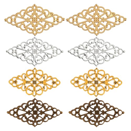 PH PandaHall 80 Stück Filigrane Verbinder, 4 Stile Rhombus Blume Charms Hohle Anhänger Link Verbinder Tibetisch Metall Wraps Verzierungen für Ohrring Halskette Schmuck DIY Craft Making Home Decor PH PandaHall 80 Stück Filigrane Verbinder, 4 Stile Rhombus Blume Charms Hohle Anhänger Link Verbinder Tibetisch Metall Wraps Verzierungen für Ohrring Halskette Schmuck DIY Craft Making Home Decor von PH PandaHall