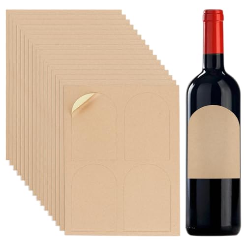 PH PandaHall 80 Stück Gewölbte Weinflaschenetiketten Kraftaufkleber Bedruckbare Leere Etiketten Für Laserdrucker Wasserfeste Etiketten Für Chateau Home Hochzeit 12x8.9cm von PH PandaHall