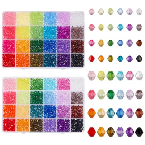 PH PandaHall 8400 Stück Kristallperlen für die Schmuckherstellung 24 Farben 4mm 6mm Facettierte Acryl Perlen Bicone Perlen Regenbogen lose Perlen für Armband, Halskette, Ohrring, Taschen, Dekoration PH PandaHall 8400 Stück Kristallperlen für die Schmuckherstellung 24 Farben 4mm 6mm Facettierte Acryl Perlen Bicone Perlen Regenbogen lose Perlen für Armband, Halskette, Ohrring, Taschen, Dekoration von PH PandaHall