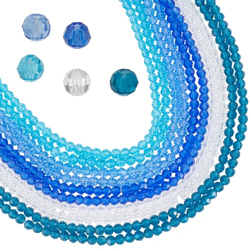 PH PandaHall 870PCS Blau Kristall Glasperlen, 4mm Runde Facettierte Perlen 5 Farben Transparent Schmuck Perlen Ozean Bicone Perlen Für Armband, Halskette, Ohrring, Schmuckherstellung und DIY-Handwerk PH PandaHall 870PCS Blau Kristall Glasperlen, 4mm Runde Facettierte Perlen 5 Farben Transparent Schmuck Perlen Ozean Bicone Perlen Für Armband, Halskette, Ohrring, Schmuckherstellung und DIY-Handwerk von PH PandaHall