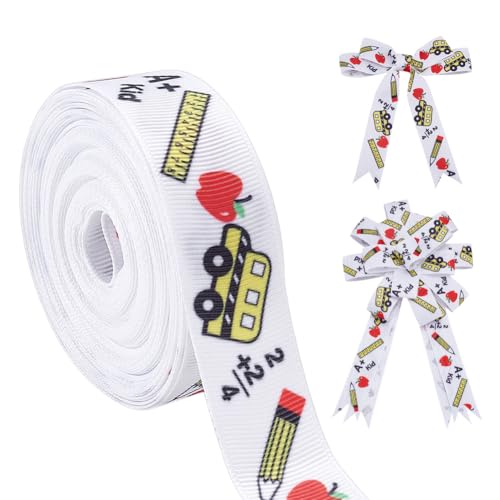 PH PandaHall 9,14 m Schulband, 22 mm Schulbus-Bleistift Apfel-Bastelband Geschenkband Willkommen zurück Grosgrain-Bänder für DIY-Schleifen-Kranz-Dekoration Erster Schultag-Party Lehrer PH PandaHall 9,14 m Schulband, 22 mm Schulbus-Bleistift Apfel-Bastelband Geschenkband Willkommen zurück Grosgrain-Bänder für DIY-Schleifen-Kranz-Dekoration Erster Schultag-Party Lehrer von PH PandaHall