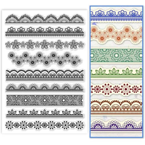 PH PandaHall 9 Muster Lace Frame Clear Stamp, Blume Spitze Silikon Stempel Rahmen Rand Transparent Stempel Siegel Papierstempel für Kartenherstellung, Fotoalben, Urlaubskarten, Scrapbooking, 21x14.8cm PH PandaHall 9 Muster Lace Frame Clear Stamp, Blume Spitze Silikon Stempel Rahmen Rand Transparent Stempel Siegel Papierstempel für Kartenherstellung, Fotoalben, Urlaubskarten, Scrapbooking, 21x14.8cm von PH PandaHall
