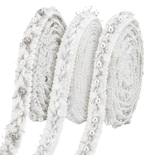 PH PandaHall 9 Yards Perlenverzierte Spitzenborte 3 Stile Geflochtene Spitzenbänder Mit Perle 15mm Breite Perlenbesatz Band für Kostüme, Basteln, Nähen, Hochzeitskleider, Weiß PH PandaHall 9 Yards Perlenverzierte Spitzenborte 3 Stile Geflochtene Spitzenbänder Mit Perle 15mm Breite Perlenbesatz Band für Kostüme, Basteln, Nähen, Hochzeitskleider, Weiß von PH PandaHall