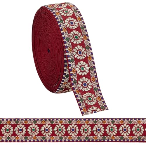 PH PandaHall 9.14 m Jacquard Blumenband 32mm Blumenband Im Ethno Stil Rotes Besticktes Blumenband Stoffbesatz Zum Nähen von Taschengurten PH PandaHall 9.14 m Jacquard Blumenband 32mm Blumenband Im Ethno Stil Rotes Besticktes Blumenband Stoffbesatz Zum Nähen von Taschengurten von PH PandaHall