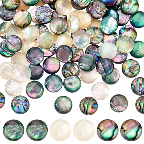 PH PandaHall 90 Stück 3 Farben Abalone Shell Cabochon 10mm Acryl Abalone Shell Perlen Paua Shell Cabochons Halbrunde Muschelperlen für Armband Ohrring Schmuckherstellung von PH PandaHall