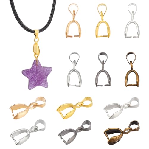 PH PandaHall 90 Stück 6 Farben Eispickel Quetschbügel Anhänger Verschluss Schnappverschluss 16 mm Halskette Quetschclip Halskette Anhänger Verschluss Schmuckverbinder Bügel für Halskette Ohrringe von PH PandaHall