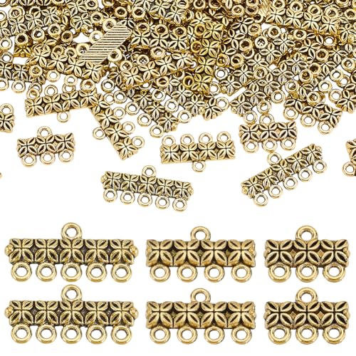 PH PandaHall 90 Stück Schichtverschlüsse, 3 Stile, Kronleuchter-Komponenten, Glieder, Antik-Gold-Zink-Legierung, mehrsträngiges Armband, Halskette, Schicht-Verschluss für DIY-Armbänder, Ohrringe von PH PandaHall