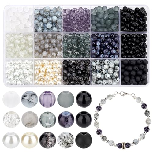 PH PandaHall 900 Stück 6 mm Marmor Glasperlen 24 Farbe Schwarz Weiß Armband Perlen Runde Perlen Für Armband Ohrring Halskette Schmuckherstellung Halloween Eid Mubarak Ramadan Dekoration PH PandaHall 900 Stück 6 mm Marmor Glasperlen 24 Farbe Schwarz Weiß Armband Perlen Runde Perlen Für Armband Ohrring Halskette Schmuckherstellung Halloween Eid Mubarak Ramadan Dekoration von PH PandaHall