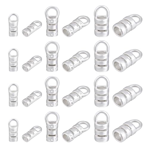 PH PandaHall 925 Sterling Silber Kordel Endkappen 30 Stück Quastenkappen Aus Lederband 3 Größen Für Baumelnde Ohrringe Armbänder Halsketten DIY Basteln von PH PandaHall