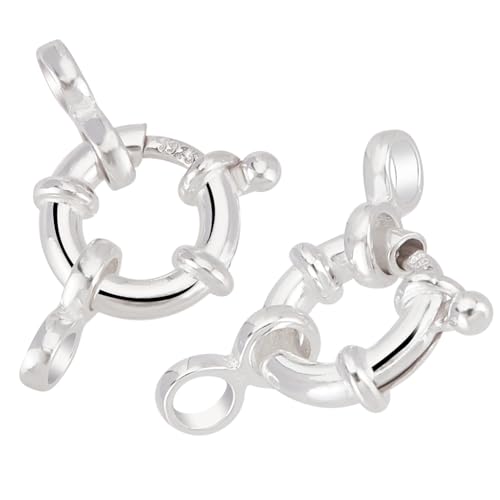PH PandaHall 925 Sterling Silber Ring Klammern 2pcs Schmuck Frühling Clasps 10 mm Schmuck Link Konnektoren Rund schließen Verschluss Findings für DIY Halsketten Armband Fußkettchen Schmuckherstellung von PH PandaHall