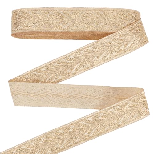 PH PandaHall 9m Gold Jacquard-Band, 2.4cm Blume Stoff Trim Vintage gewebtes Band Boho Sewing Band Ethnischer Stoff für DIY Kleidung Vorhang Verschönerung Dekoration PH PandaHall 9m Gold Jacquard-Band, 2.4cm Blume Stoff Trim Vintage gewebtes Band Boho Sewing Band Ethnischer Stoff für DIY Kleidung Vorhang Verschönerung Dekoration von PH PandaHall