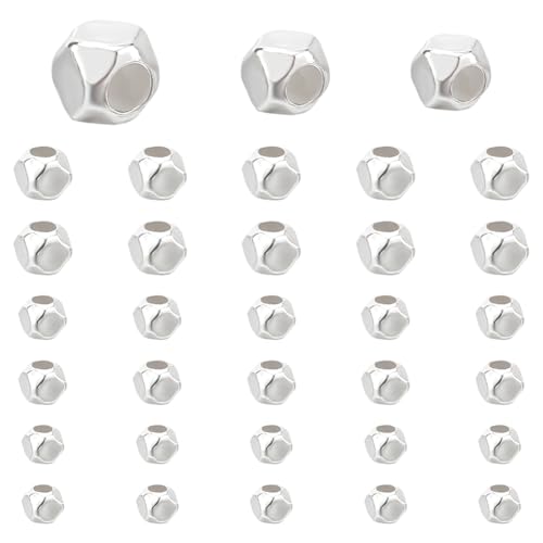 PH PandaHall Abstandshalter aus 925er-Sterlingsilber, 3 Größen, silberfarbene facettierte Perlen, Würfel-Abstandshalter, Schmuck, Silberperlen, Metallperlen, Abstandshalter für Halsketten, Armbänder PH PandaHall Abstandshalter aus 925er-Sterlingsilber, 3 Größen, silberfarbene facettierte Perlen, Würfel-Abstandshalter, Schmuck, Silberperlen, Metallperlen, Abstandshalter für Halsketten, Armbänder von PH PandaHall