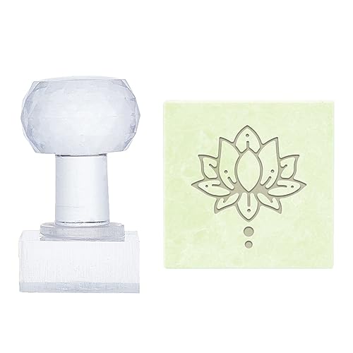 PH PandaHall Acrylseifenstempel Lotusblume Handgefertigte Seifenstempelform Abdruckstempel 35 mm Quadratisch Natürliches Seifenkapitel Mit Griff Für Selbstgemachte Seifenumschläge Einladungskarten von PH PandaHall