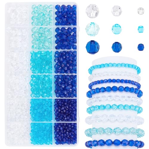 PH PandaHall Blaue Kristallperlen zur Schmuckherstellung, 4 mm, 6 mm, 8 mm, Acryl, facettierte Rondelle-Perlen, Ozean, Strand, klare Kristallperlen für Sommer, Boho, Armband, Halskette, Ohrringe und PH PandaHall Blaue Kristallperlen zur Schmuckherstellung, 4 mm, 6 mm, 8 mm, Acryl, facettierte Rondelle-Perlen, Ozean, Strand, klare Kristallperlen für Sommer, Boho, Armband, Halskette, Ohrringe und von PH PandaHall