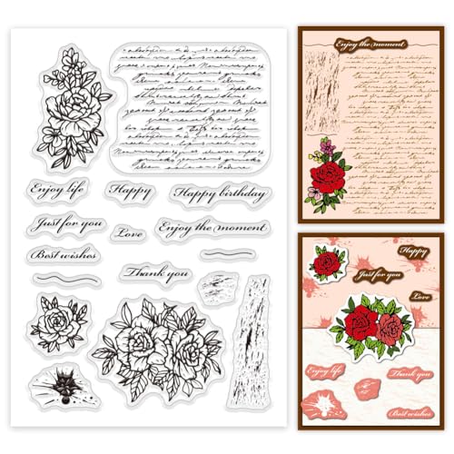 PH PandaHall Blumen-Klarstempel, Vintage-Silikonstempel, Transparenter Gummistempel, Happy-Word-Stempel Für Papierbasteln, Fotoalben, Weihnachtskarten, Scrapbooking, Geschenkanhänger Bastelprojekte PH PandaHall Blumen-Klarstempel, Vintage-Silikonstempel, Transparenter Gummistempel, Happy-Word-Stempel Für Papierbasteln, Fotoalben, Weihnachtskarten, Scrapbooking, Geschenkanhänger Bastelprojekte von PH PandaHall
