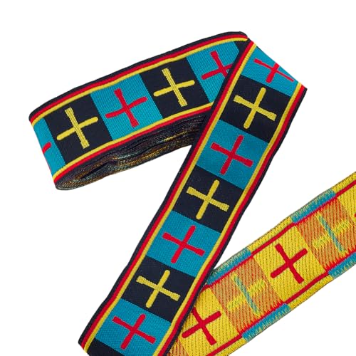 PH PandaHall Boho-Jacquard-Band mit Kreuzmuster, 5,1 cm breit, Polyester-Stoffbesatz, schwarz-blau, Nähband für Kleidung, Nähen, Basteln, Heimvorhänge, Vorhänge, Halloween, Weihnachten PH PandaHall Boho-Jacquard-Band mit Kreuzmuster, 5,1 cm breit, Polyester-Stoffbesatz, schwarz-blau, Nähband für Kleidung, Nähen, Basteln, Heimvorhänge, Vorhänge, Halloween, Weihnachten von PH PandaHall