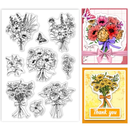 PH PandaHall Bouquet Clear Stamps, Gänseblümchen Gummistempel Rose Silikonstempel Transparente Siegel Stempel für DIY Scrapbooking Briefmarken Frühlingsfest Dekoration Papier Fotokarte, 16x11cm PH PandaHall Bouquet Clear Stamps, Gänseblümchen Gummistempel Rose Silikonstempel Transparente Siegel Stempel für DIY Scrapbooking Briefmarken Frühlingsfest Dekoration Papier Fotokarte, 16x11cm von PH PandaHall