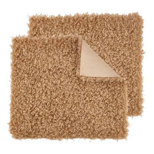 PH PandaHall Brauner lockiger Stoff, Plüschstoff, Wolle, flauschiger Stoff, Sherpa-Fleece-Stoffe, zum Nähen, Kostüme, Kissen, Teppiche, Decken, Basteln, 42 x 37 cm von PH PandaHall