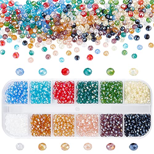 PH PandaHall Briolette-Glasperlen, facettiert, 3 mm, 1200 Stück, 12 Farben, Kristallperlen, galvanisiert, AB-Farbe, Mini-Abstandshalter, lose Perlen für Ohrringe, Armbänder, Schmuck, Basteln PH PandaHall Briolette-Glasperlen, facettiert, 3 mm, 1200 Stück, 12 Farben, Kristallperlen, galvanisiert, AB-Farbe, Mini-Abstandshalter, lose Perlen für Ohrringe, Armbänder, Schmuck, Basteln von PH PandaHall