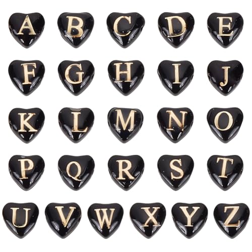 PH PandaHall Buchstabenperlen 26 Stück Alphabet Az Charms Schwarze Herzperlen Lampwork Glasperlen Spacer Für Boho Muttertag DIY Halskette Armband Ohrring Basteln Machen PH PandaHall Buchstabenperlen 26 Stück Alphabet Az Charms Schwarze Herzperlen Lampwork Glasperlen Spacer Für Boho Muttertag DIY Halskette Armband Ohrring Basteln Machen von PH PandaHall