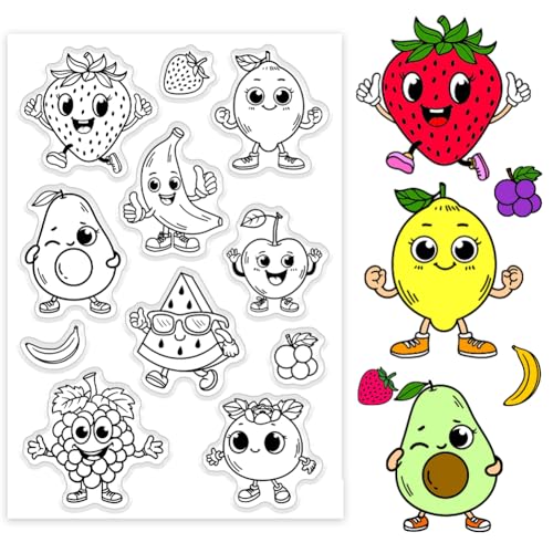 PH PandaHall Cartoon Fruits Clear Stamp, Erdbeere Pfirsich Bannana Weintraube Silikonstempel Lemmon Transparenter Gummistempel für Schüler-Lehrer-Kartenherstellung, Geschenkanhänger PH PandaHall Cartoon Fruits Clear Stamp, Erdbeere Pfirsich Bannana Weintraube Silikonstempel Lemmon Transparenter Gummistempel für Schüler-Lehrer-Kartenherstellung, Geschenkanhänger von PH PandaHall