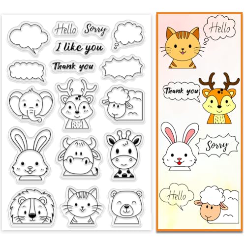 PH PandaHall Cartoon Tiere Clear Stempel, Elefant Schaf Löwe Kaninchen Silikonstempel Dialogbox Gummistempel für Einladungskarten, Buch, Journal, Geschenkanhänger, Scrapbooking PH PandaHall Cartoon Tiere Clear Stempel, Elefant Schaf Löwe Kaninchen Silikonstempel Dialogbox Gummistempel für Einladungskarten, Buch, Journal, Geschenkanhänger, Scrapbooking von PH PandaHall