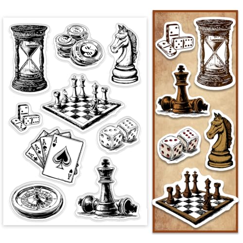 PH PandaHall Chess Clear Stamps für Kartenherstellung Poker Würfel Brettspiele Transparente Silikonstempel Gummistempel Papier Crafting Stempel für DIY Scrapbooking Journal Karte Fotoalbum Dekoration PH PandaHall Chess Clear Stamps für Kartenherstellung Poker Würfel Brettspiele Transparente Silikonstempel Gummistempel Papier Crafting Stempel für DIY Scrapbooking Journal Karte Fotoalbum Dekoration von PH PandaHall