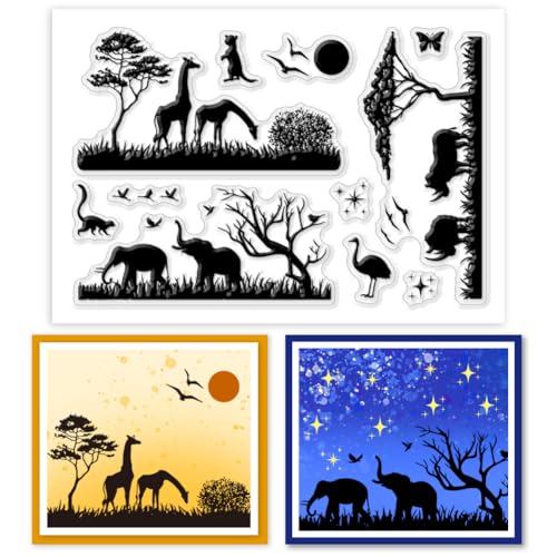 PH PandaHall Clear Stamps Tiere Silikonstempel Giraffe Vögel Bäume Elefant Clear Stamps Für Die Kartenherstellung Gummistempel Siegel Für Scrapbooking Fotoalbum DIY Basteln PH PandaHall Clear Stamps Tiere Silikonstempel Giraffe Vögel Bäume Elefant Clear Stamps Für Die Kartenherstellung Gummistempel Siegel Für Scrapbooking Fotoalbum DIY Basteln von PH PandaHall
