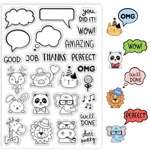 PH PandaHall Cute Animals Dialog Clear Stamp, Sentiment Words Silikonstempel Transparenter Gummistempel Siegel-Stempel für Kartendekoration, Journal, Postkarte, Scrapbooking, Geschenkanhänger PH PandaHall Cute Animals Dialog Clear Stamp, Sentiment Words Silikonstempel Transparenter Gummistempel Siegel-Stempel für Kartendekoration, Journal, Postkarte, Scrapbooking, Geschenkanhänger von PH PandaHall