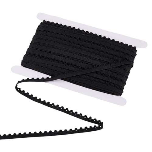 PH PandaHall Elastische Pompom-Bordüre, Kugelfransen, 0,95 cm, schwarze Kugel-Fransen, Quastenborte mit Pompons, Bällen, Nähen, Spitzenband für Vorhang, Kissen, Kleidung, DIY, Basteln, Zuhause von PH PandaHall