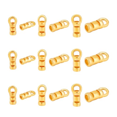PH PandaHall Endkappen aus 925er-Sterlingsilber, 18 Stück, 3 Größen, Quastenkappen, Lederschnur, Endkappen, Schmuck-Endkappen, goldene Endkappe mit Schlaufe für baumelnde Ohrringe, Armbänder von PH PandaHall