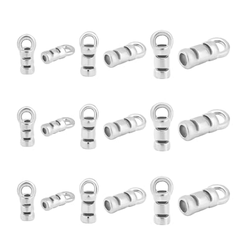 PH PandaHall Endkappen aus 925er Sterlingsilber, 18 Stück, 3 Größen, Schmuck-Endkappen, Platin-Quastenkappen, Lederschnur, Endkappe mit Schlaufe für baumelnde Ohrringe, Armbänder, Halsketten, DIY PH PandaHall Endkappen aus 925er Sterlingsilber, 18 Stück, 3 Größen, Schmuck-Endkappen, Platin-Quastenkappen, Lederschnur, Endkappe mit Schlaufe für baumelnde Ohrringe, Armbänder, Halsketten, DIY von PH PandaHall