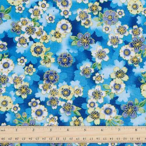 PH PandaHall Floral Blau Stoff 1.5m breite Blume Patchwork Retro gedruckt Nähen Stoff Craft Quilting Fabric für DIY Kunsthandwerk Nähen Handmade Kleidung Tischdecke Home Decor, 1m PH PandaHall Floral Blau Stoff 1.5m breite Blume Patchwork Retro gedruckt Nähen Stoff Craft Quilting Fabric für DIY Kunsthandwerk Nähen Handmade Kleidung Tischdecke Home Decor, 1m von PH PandaHall