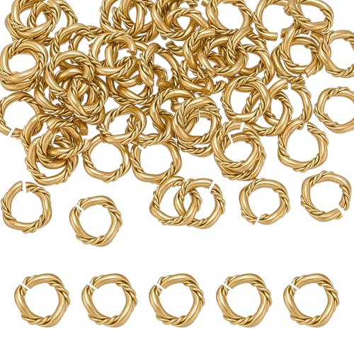 PH PandaHall Gedrehte Goldene Offene Biegeringe 60 Stück 8mm Biegeringe 13 Gauge Messing O Ring Verbinder Für Ohrringe Armbänder Halsketten DIY Basteln Schmuck von PH PandaHall