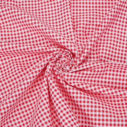 PH PandaHall Gingham Stoff Karierter Baumwollstoff 1,6 m breiter Stoff mit rotem Tartanmuster Karierte bedruckte Bastelstoffe zum Nähen von DIY-Bastelarbeiten, Kleidung, Quilts, Tischdecken, 1 m von PH PandaHall