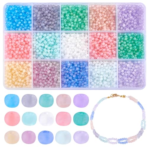PH PandaHall Glasperlen, 150 g, 15 Farben, 3 mm, lose Rocailles-Set, Freundschaftsperlen, transparent, mattierte Kristallperlen für Frühling, Sommer, Halsketten, Armbänder, Ohrringe, PH PandaHall Glasperlen, 150 g, 15 Farben, 3 mm, lose Rocailles-Set, Freundschaftsperlen, transparent, mattierte Kristallperlen für Frühling, Sommer, Halsketten, Armbänder, Ohrringe, von PH PandaHall