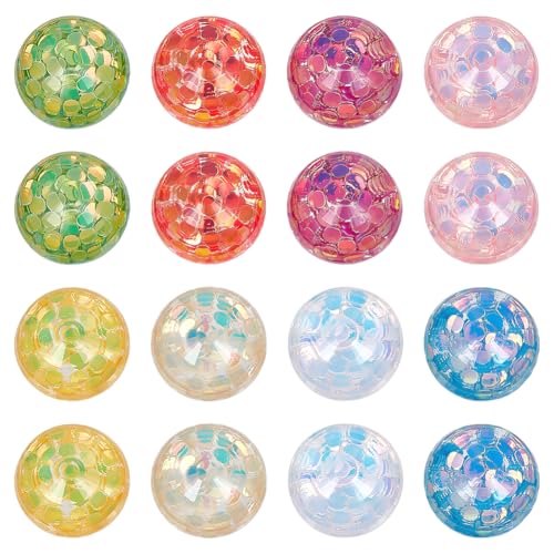 PH PandaHall Glitzer-Harz-Cabochons mit flacher Rückseite, glitzernd, Cabochons mit Pailletten, 16 mm, halbrunde Kuppel für Schmuckherstellung, 8 Stück, 8 Stück PH PandaHall Glitzer-Harz-Cabochons mit flacher Rückseite, glitzernd, Cabochons mit Pailletten, 16 mm, halbrunde Kuppel für Schmuckherstellung, 8 Stück, 8 Stück von PH PandaHall