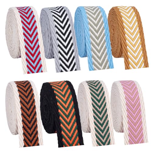 PH PandaHall Gurtband aus Polybaumwolle, gestreift, Fischgrätenmuster, dekorative Riemen, Köperband, Rolle für Taschengriffe, Gürtel, DIY, Nähen, Kleidung, Dekoration, 20 Meter, 8 Farben, 3,8 cm PH PandaHall Gurtband aus Polybaumwolle, gestreift, Fischgrätenmuster, dekorative Riemen, Köperband, Rolle für Taschengriffe, Gürtel, DIY, Nähen, Kleidung, Dekoration, 20 Meter, 8 Farben, 3,8 cm von PH PandaHall