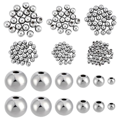 PH PandaHall Halb gebohrte Perlen aus 304er Edelstahl, Endkappen, Metallschmuck, Endkappen, lose glatte runde Perlen für Halsketten, Armbänder, Schmuckherstellung, Handwerk, 2/3/4/5/5,5/8 mm, 6 Größen PH PandaHall Halb gebohrte Perlen aus 304er Edelstahl, Endkappen, Metallschmuck, Endkappen, lose glatte runde Perlen für Halsketten, Armbänder, Schmuckherstellung, Handwerk, 2/3/4/5/5,5/8 mm, 6 Größen von PH PandaHall