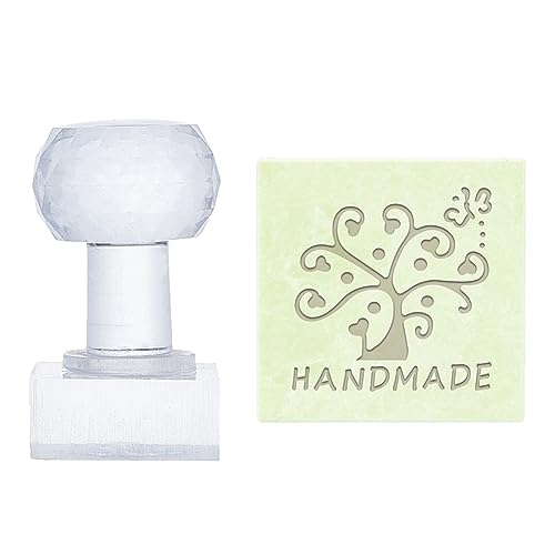 PH PandaHall Handgemachter Seifenstempel Blumen Acrylstempel Mit Griff Baumseifenprägestempel Seifenkapitel Aufdruckstempel Für Handgemachte Seife Kekse Ton Töpferei Stempel Kekse Gummier von PH PandaHall