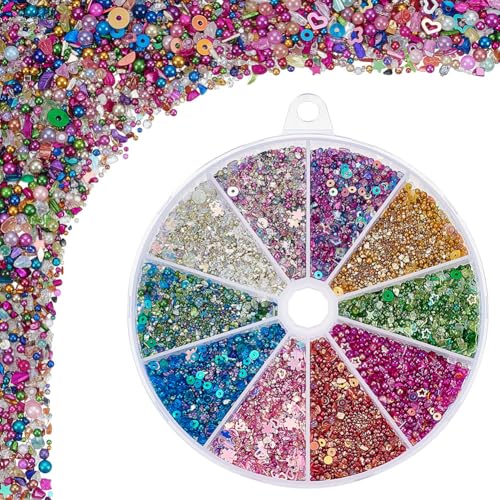 PH PandaHall Harz-Blasenperlen-Set 100 g Mini-Glitzer-Chip-Glasperlen 10 Farben winzige runde Blasenperlen ohne Loch 1–3 mm Wassertropfenperlen-Füllmaterial für Nagelkunst DIY-Harzformen Füllmaterial PH PandaHall Harz-Blasenperlen-Set 100 g Mini-Glitzer-Chip-Glasperlen 10 Farben winzige runde Blasenperlen ohne Loch 1–3 mm Wassertropfenperlen-Füllmaterial für Nagelkunst DIY-Harzformen Füllmaterial von PH PandaHall
