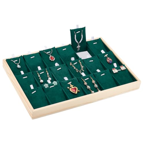 PH PandaHall Holz-Schmuck-Display-Tablett 18 Raster stapelbar Schmuck Lagerung Tabletts Grünes Halsketten-Tablett Organizer für Schmuck Display Vendor Anhänger Ringe Showcase PH PandaHall Holz-Schmuck-Display-Tablett 18 Raster stapelbar Schmuck Lagerung Tabletts Grünes Halsketten-Tablett Organizer für Schmuck Display Vendor Anhänger Ringe Showcase von PH PandaHall
