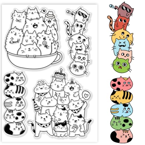 PH PandaHall Katze Clear Stempel, Cartoon Katzen Silikon Stempel Lovely Cats Transparent Gummi-Stempel Siegel-Stempel für Geburtstagskarte, Journal, Postkarte, DIY Scrapbooking, Geschenkanhänger PH PandaHall Katze Clear Stempel, Cartoon Katzen Silikon Stempel Lovely Cats Transparent Gummi-Stempel Siegel-Stempel für Geburtstagskarte, Journal, Postkarte, DIY Scrapbooking, Geschenkanhänger von PH PandaHall