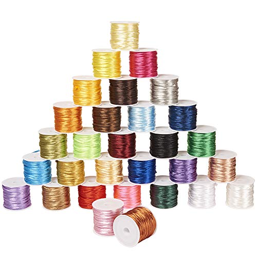 PH PandaHall Kumihimo Nylonschnur, 30 Farben, 2 mm, Nylonschnur, Satinband, für Herstellung von Knoten, Armband, Halskette, Perlen, Kumihimo, 10 m PH PandaHall Kumihimo Nylonschnur, 30 Farben, 2 mm, Nylonschnur, Satinband, für Herstellung von Knoten, Armband, Halskette, Perlen, Kumihimo, 10 m von PH PandaHall